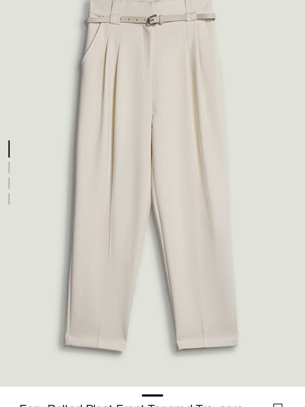 Tailored Cream High-Waist Pleated Tapered Trousers (without belt)